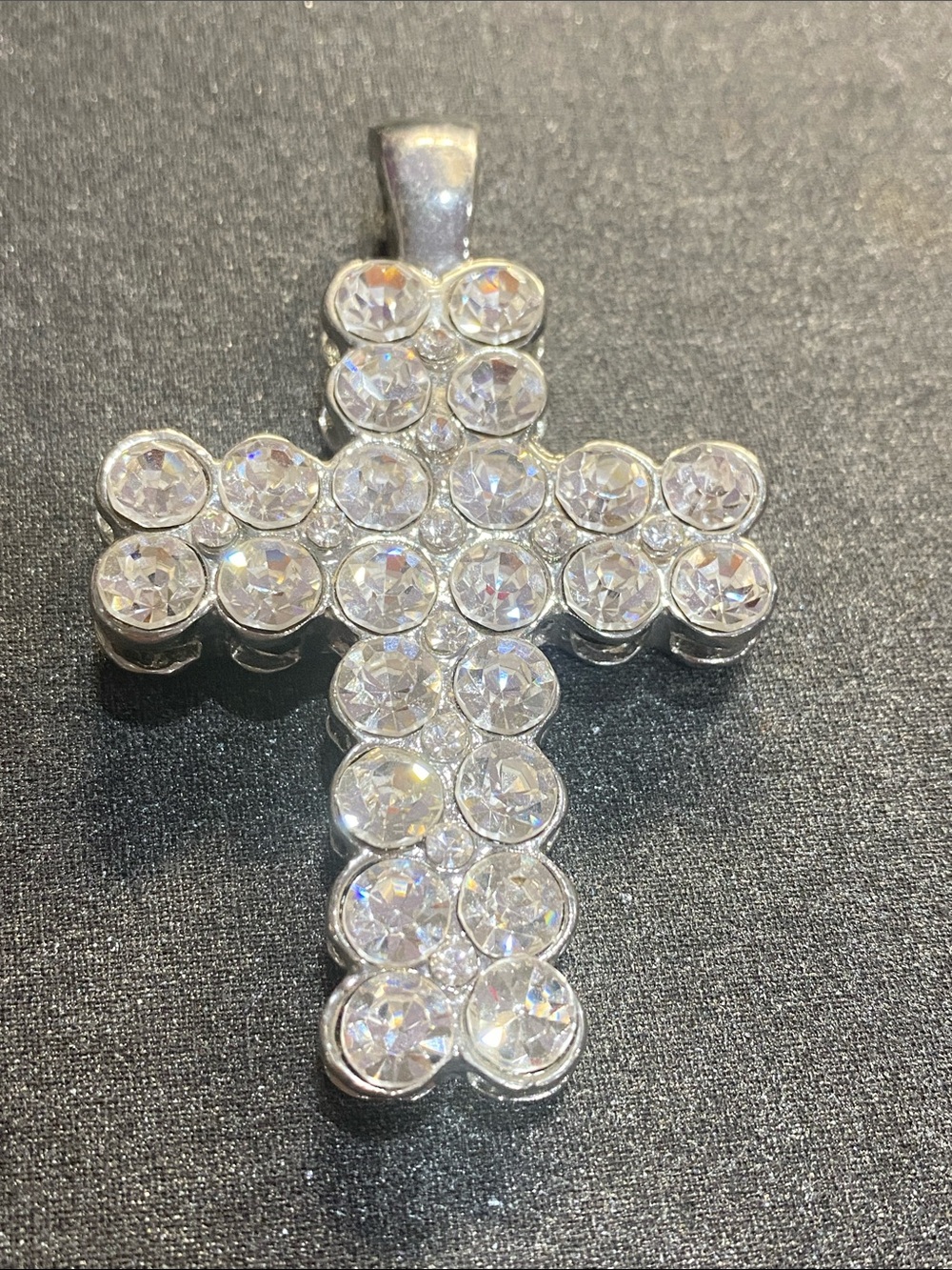 Large Rhinestone Cross Pendant - Picture 2 of 6